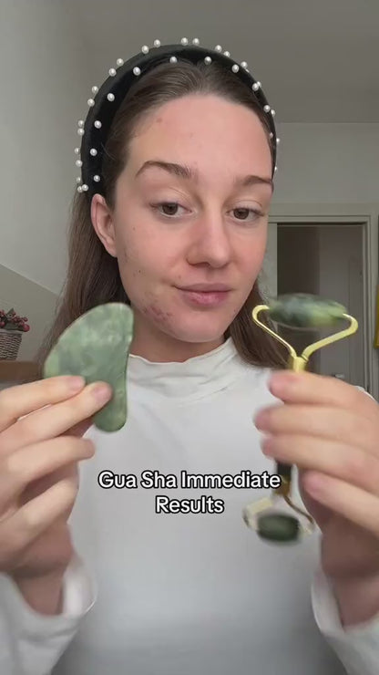 Gua Sha & Roller Visage en Pierre Naturelle – Éclat & Fermeté