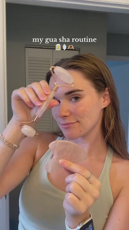 Gua Sha & Roller Visage en Pierre Naturelle – Éclat & Fermeté